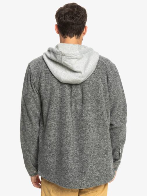 Quiksilver PJ4H1472 moški temno sivo vresje super napihnjena jakna iz flisa s kapuco in zadrgo