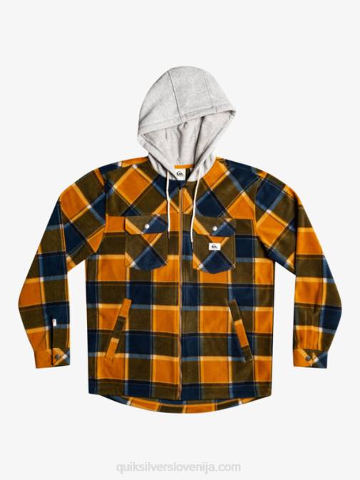 Quiksilver PJ4H1474 moški pladenj iz flanele v rjavi barvi super napihnjena jakna iz flisa s kapuco in zadrgo