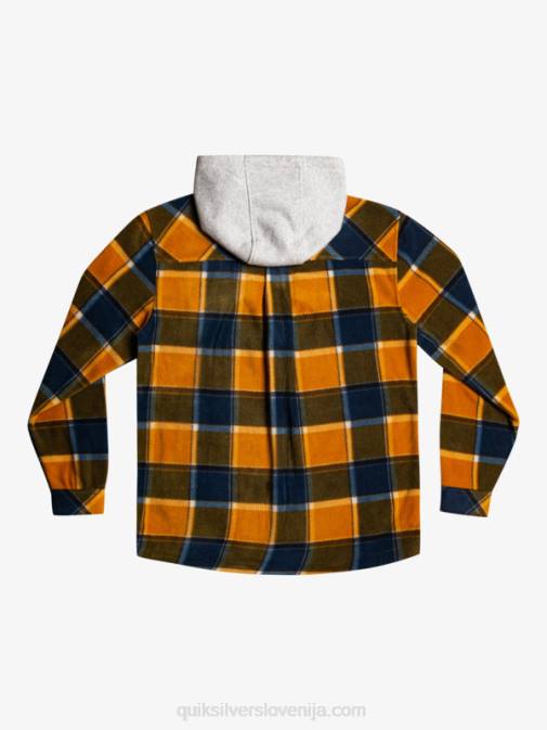 Quiksilver PJ4H1474 moški pladenj iz flanele v rjavi barvi super napihnjena jakna iz flisa s kapuco in zadrgo