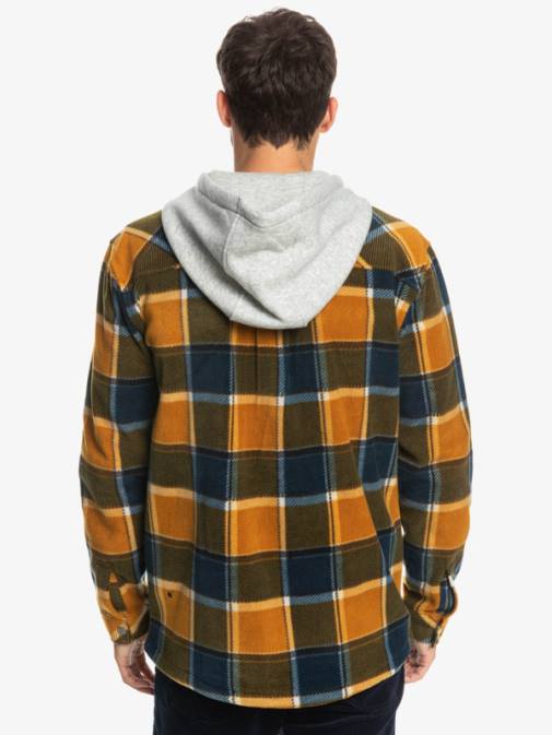 Quiksilver PJ4H1474 moški pladenj iz flanele v rjavi barvi super napihnjena jakna iz flisa s kapuco in zadrgo