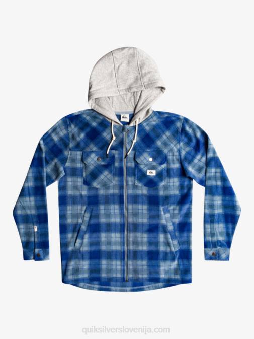 Quiksilver PJ4H1475 moški sodalit modra super karirasta super napihnjena jakna iz flisa s kapuco in zadrgo