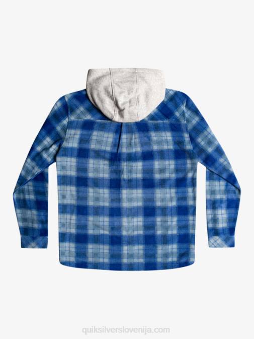 Quiksilver PJ4H1475 moški sodalit modra super karirasta super napihnjena jakna iz flisa s kapuco in zadrgo