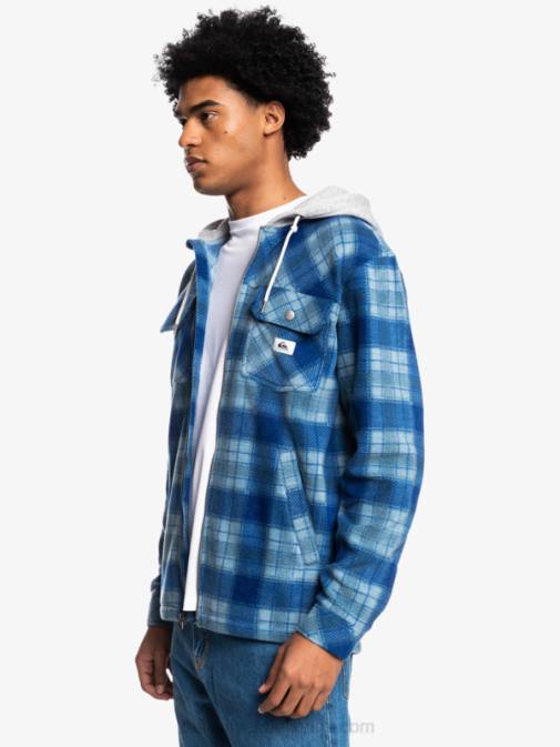 Quiksilver PJ4H1475 moški sodalit modra super karirasta super napihnjena jakna iz flisa s kapuco in zadrgo