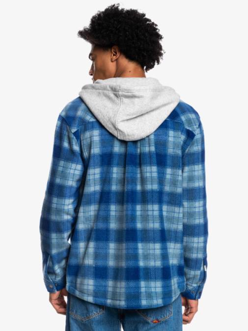 Quiksilver PJ4H1475 moški sodalit modra super karirasta super napihnjena jakna iz flisa s kapuco in zadrgo