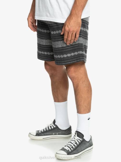 Quiksilver PJ4H423 moški črni davčni jaquard hori žakard kratke hlače taxer