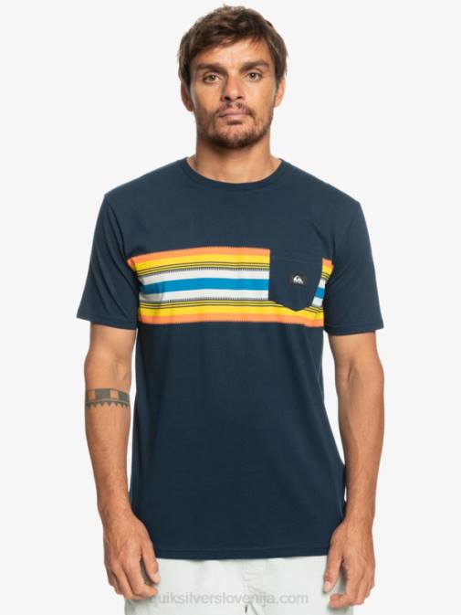 Quiksilver PJ4H1064 moški mornarsko modri blazer žepna majica s črtami surfadelica