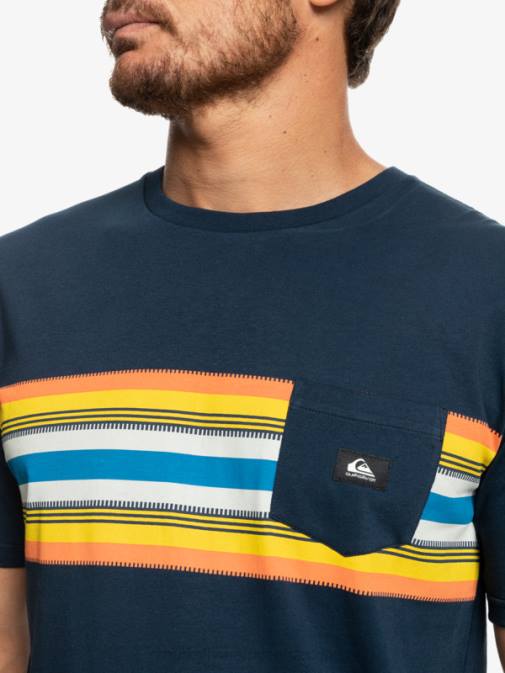 Quiksilver PJ4H1064 moški mornarsko modri blazer žepna majica s črtami surfadelica