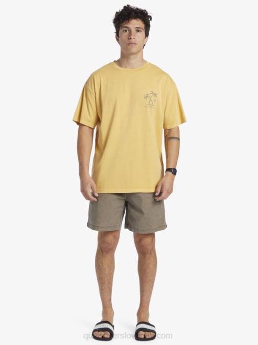 Quiksilver PJ4H390 moški rumenjak rumen majica s rituali sončnega zahoda
