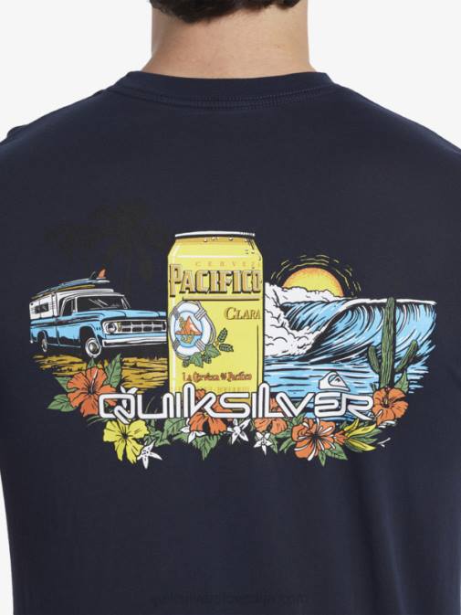 Quiksilver x Pacifico PJ4H1 moški mornarsko modri blazer majica s kratkimi rokavi