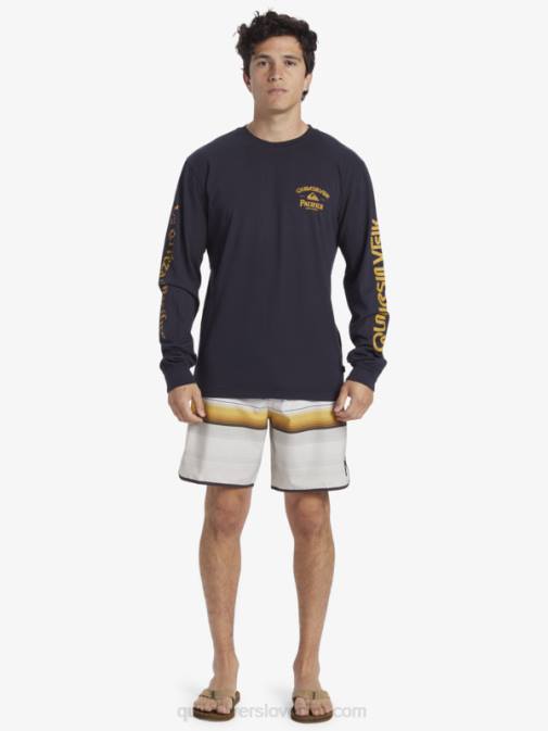 Quiksilver x Pacifico PJ4H6 moški mornarsko modri blazer majica z dolgimi rokavi straight shooter