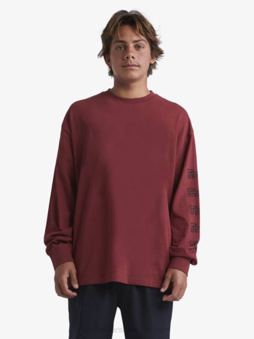 Quiksilver x Stab PJ4H1844 moški rubinasto vino organska majica z dolgimi rokavi