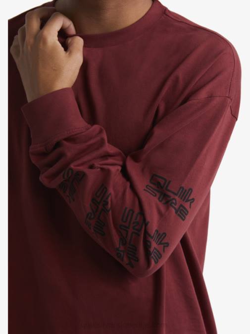 Quiksilver x Stab PJ4H1844 moški rubinasto vino organska majica z dolgimi rokavi