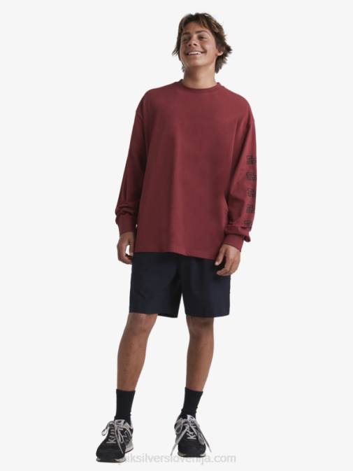 Quiksilver x Stab PJ4H1844 moški rubinasto vino organska majica z dolgimi rokavi