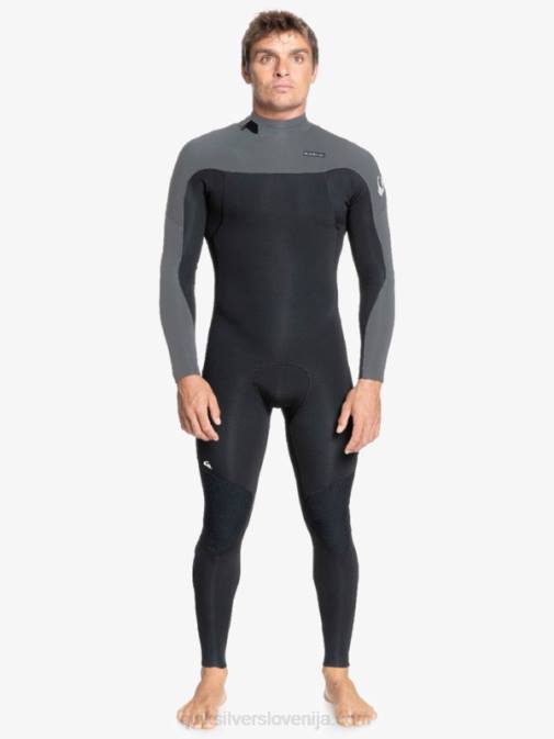 Quiksilver PJ4H1173 moški črna/pištolna kovina Neoprenska obleka z zadrgo za 4/3 vsakodnevne treninge