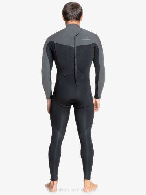 Quiksilver PJ4H1173 moški črna/pištolna kovina Neoprenska obleka z zadrgo za 4/3 vsakodnevne treninge