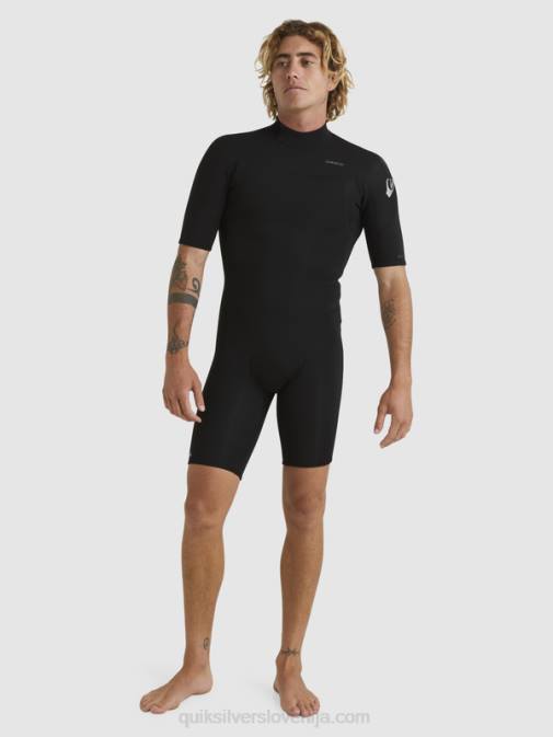 Quiksilver PJ4H1432 moški Črna 2/2 mm spomladanska obleka s kratkimi rokavi in ​​zadrgo za vsak dan