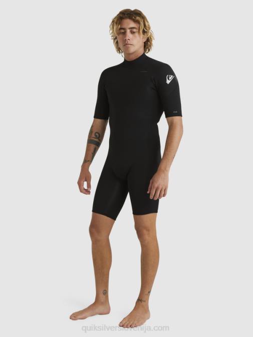 Quiksilver PJ4H1432 moški Črna 2/2 mm spomladanska obleka s kratkimi rokavi in ​​zadrgo za vsak dan