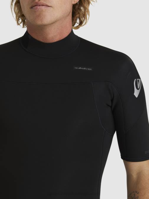 Quiksilver PJ4H1432 moški Črna 2/2 mm spomladanska obleka s kratkimi rokavi in ​​zadrgo za vsak dan