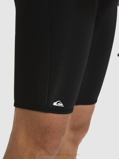 Quiksilver PJ4H1433 moški črna/pištolna kovina 2/2 mm spomladanska obleka s kratkimi rokavi in ​​zadrgo za vsak dan