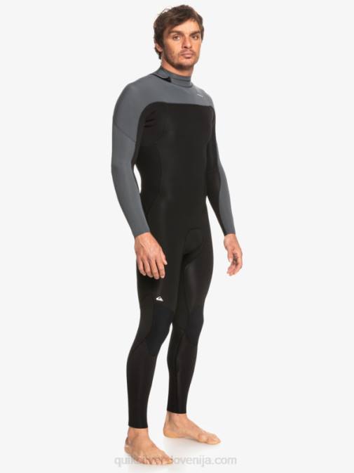 Quiksilver PJ4H926 moški črna/pištolna kovina 3/2 neoprenska obleka z zadrgo za vsak dan
