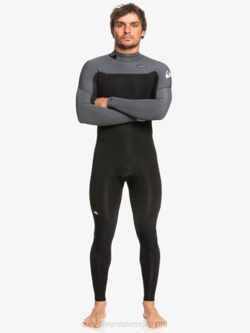 Quiksilver PJ4H926 moški črna/pištolna kovina 3/2 neoprenska obleka z zadrgo za vsak dan