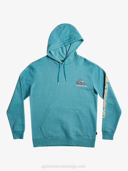 Quiksilver PJ4H1030 moški brittany modra zgornji pulover iz flisa z logotipom omni in kapuco