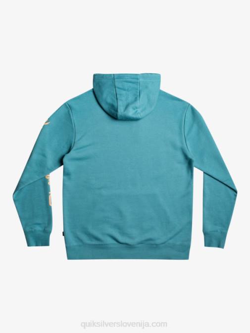 Quiksilver PJ4H1030 moški brittany modra zgornji pulover iz flisa z logotipom omni in kapuco