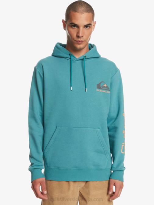 Quiksilver PJ4H1030 moški brittany modra zgornji pulover iz flisa z logotipom omni in kapuco