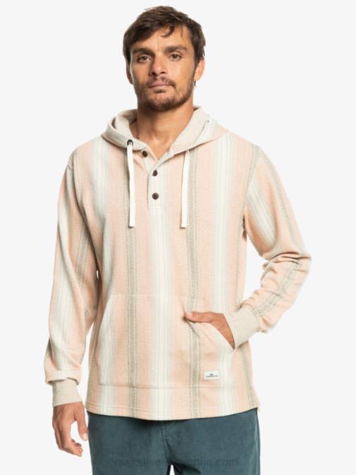 Quiksilver PJ4H1097 moški praline baja stripe baja henley pulover s kapuco