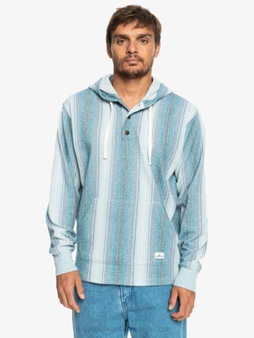 Quiksilver PJ4H1098 moški maroško modra baja črta baja henley pulover s kapuco