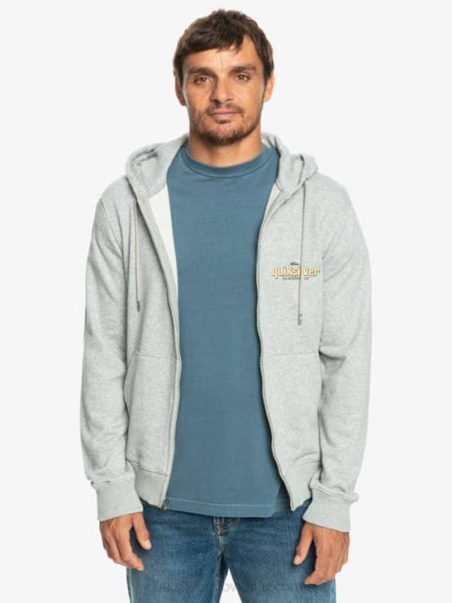 Quiksilver PJ4H1148 moški svetlo sivo resje words pulover s kapuco na zadrgo