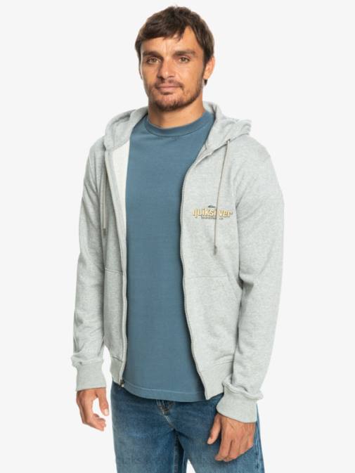 Quiksilver PJ4H1148 moški svetlo sivo resje words pulover s kapuco na zadrgo
