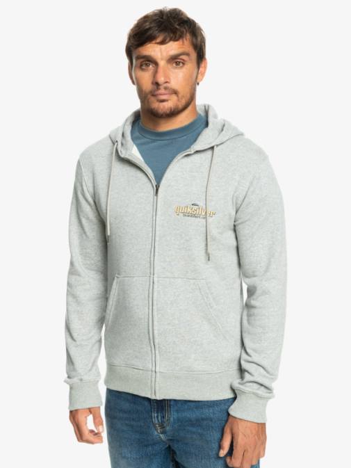Quiksilver PJ4H1148 moški svetlo sivo resje words pulover s kapuco na zadrgo