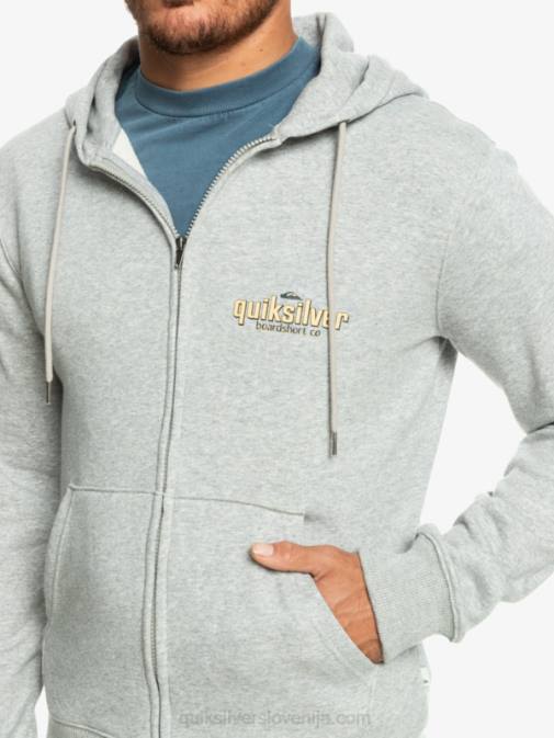 Quiksilver PJ4H1148 moški svetlo sivo resje words pulover s kapuco na zadrgo