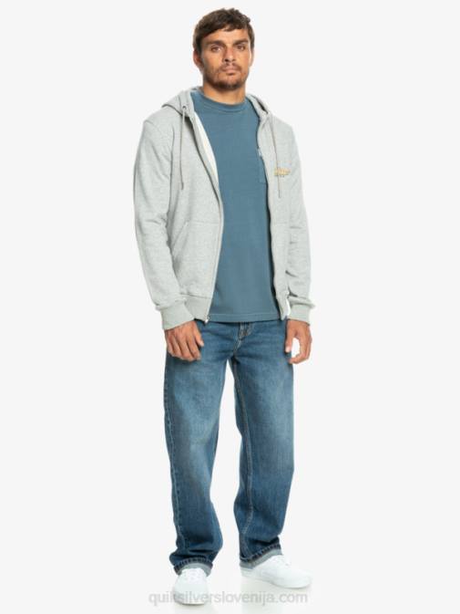 Quiksilver PJ4H1148 moški svetlo sivo resje words pulover s kapuco na zadrgo