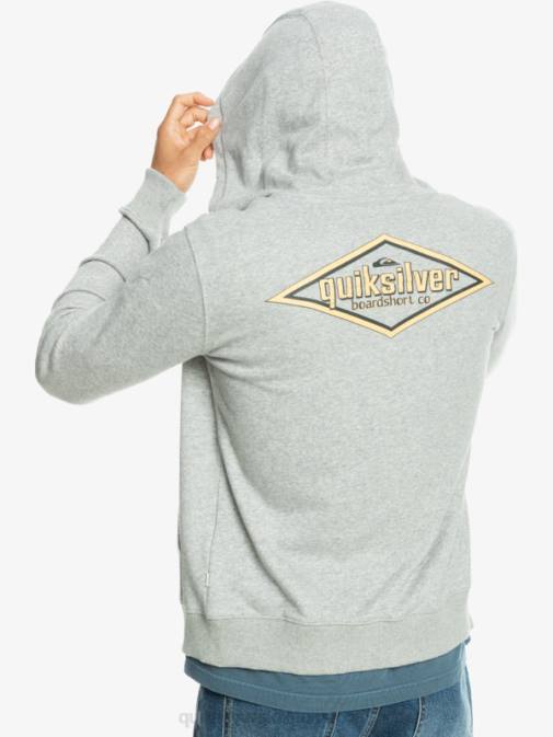 Quiksilver PJ4H1148 moški svetlo sivo resje words pulover s kapuco na zadrgo