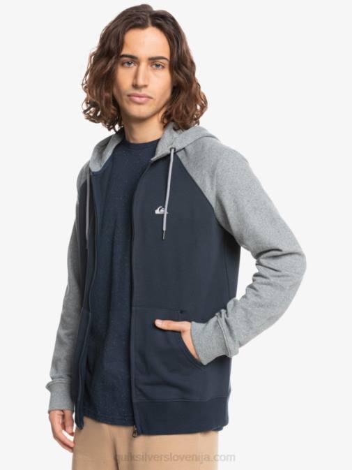 Quiksilver PJ4H1514 moški svetlo siva heather/črna Essentials pulover s kapuco na zadrgo