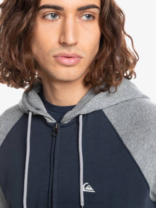 Quiksilver PJ4H1514 moški svetlo siva heather/črna Essentials pulover s kapuco na zadrgo