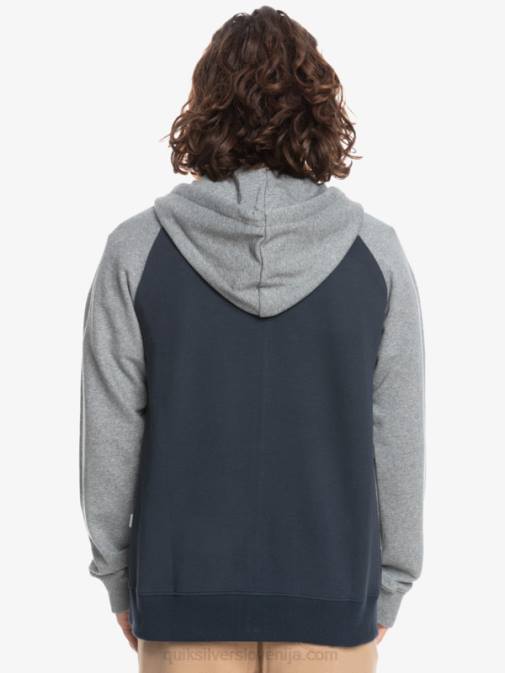 Quiksilver PJ4H1514 moški svetlo siva heather/črna Essentials pulover s kapuco na zadrgo