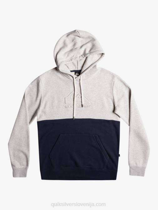 Quiksilver PJ4H1682 moški svetlo sivo resje reliefni pulover s kapuco