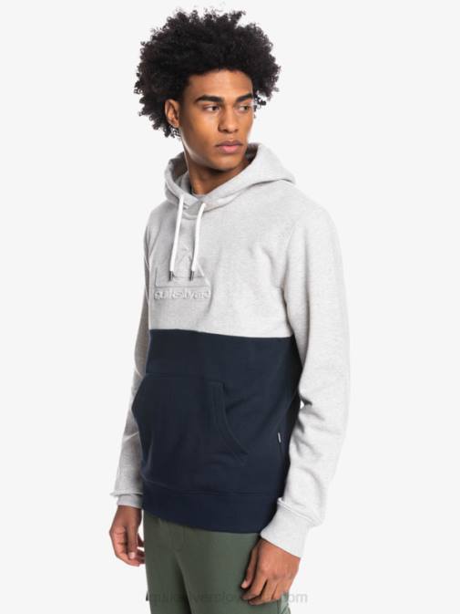 Quiksilver PJ4H1682 moški svetlo sivo resje reliefni pulover s kapuco