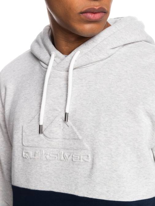 Quiksilver PJ4H1682 moški svetlo sivo resje reliefni pulover s kapuco