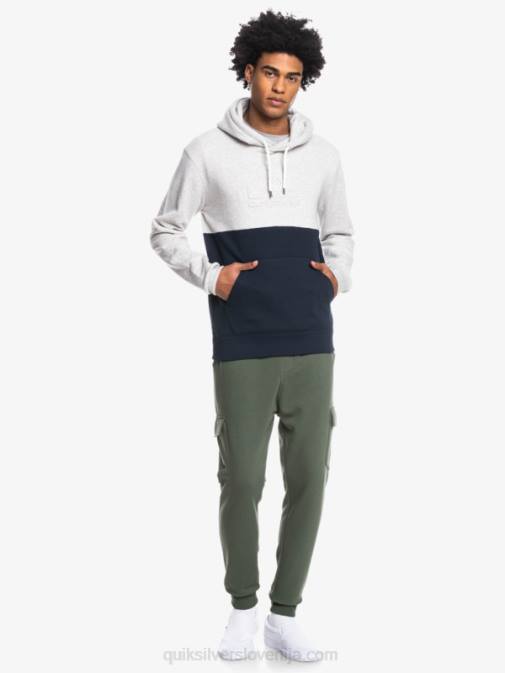 Quiksilver PJ4H1682 moški svetlo sivo resje reliefni pulover s kapuco