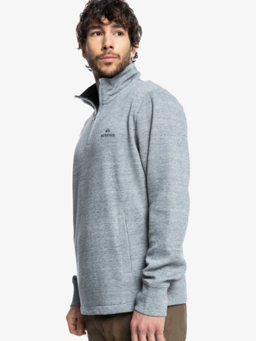 Quiksilver PJ4H1800 moški svetlo sivo resje waterman pointsurf pulover z zadrgo in mock ovratnikom