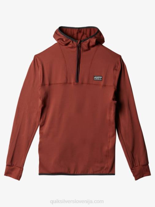 Quiksilver PJ4H1875 moški mahagonij pulover iz flisa s četrto zadrgo steep point