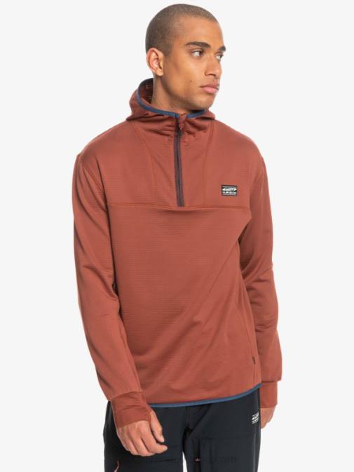 Quiksilver PJ4H1875 moški mahagonij pulover iz flisa s četrto zadrgo steep point