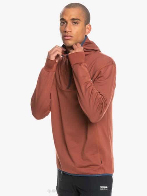 Quiksilver PJ4H1875 moški mahagonij pulover iz flisa s četrto zadrgo steep point
