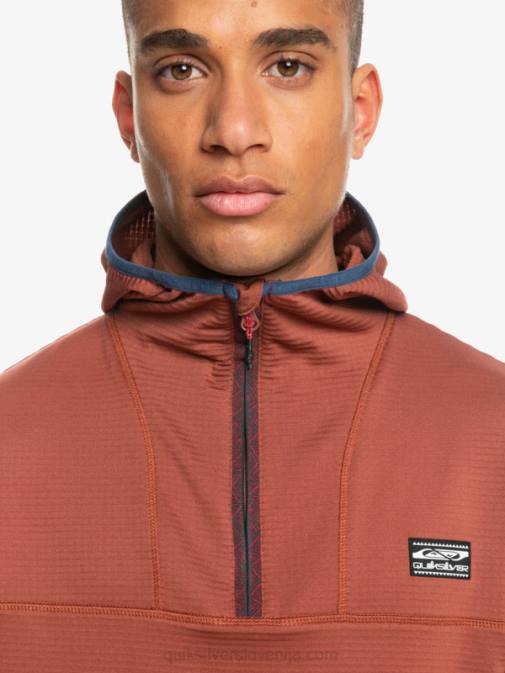Quiksilver PJ4H1875 moški mahagonij pulover iz flisa s četrto zadrgo steep point
