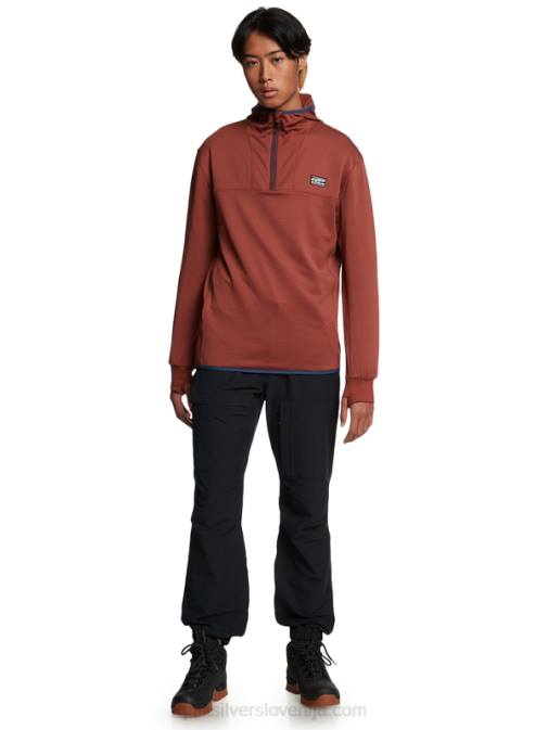 Quiksilver PJ4H1875 moški mahagonij pulover iz flisa s četrto zadrgo steep point