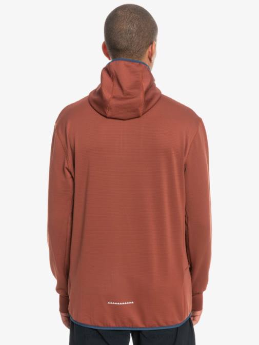 Quiksilver PJ4H1875 moški mahagonij pulover iz flisa s četrto zadrgo steep point
